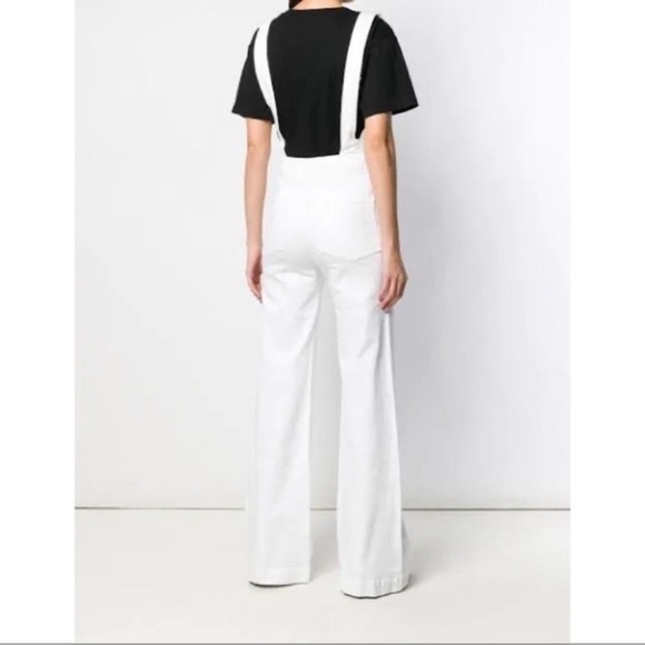 Frame Denim Scallop Edge Overalls White Jeans - Picture 2 of 12